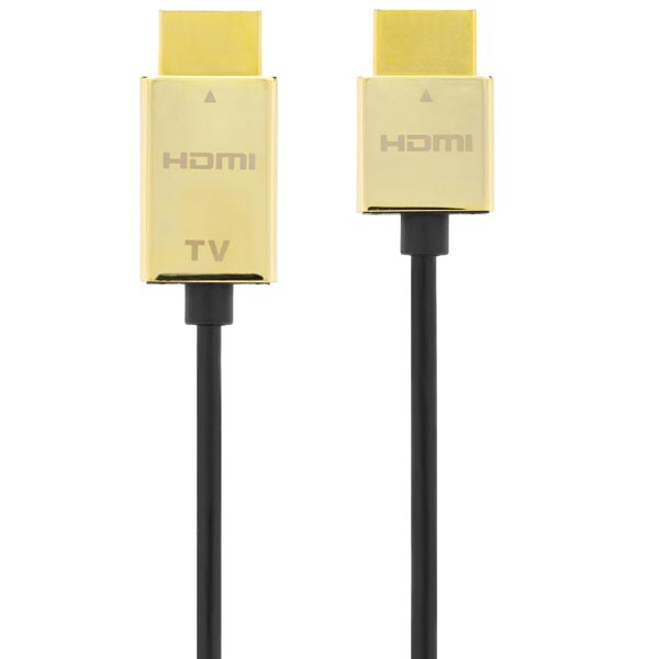 DELTACO PRIME Ultra-plonas HDMI kabelis, Type A, 4K, Ultra HD, 5m juodas / auksinis  / HDMI-1045-K
