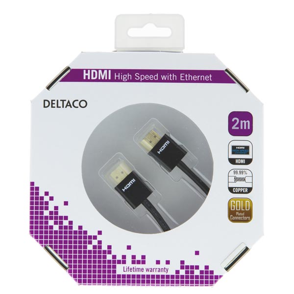 Kabelis DELTACO HDMI-HDMI, 2.0m, juodas / HDMI-1092-K