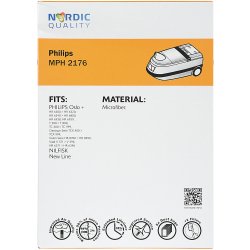 Dulkių maišeliai Nordic Quality MPH2176  Philips 5vnt+2 filtrai / 358079
