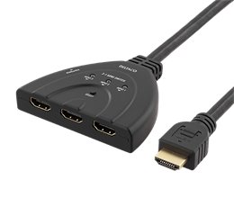 DELTACO HDMI Switch, 3 inputs to 1 output, 4K at 60Hz, 0.5m cable, 7.1 audio, Ultra HD, black / HDMI-7044