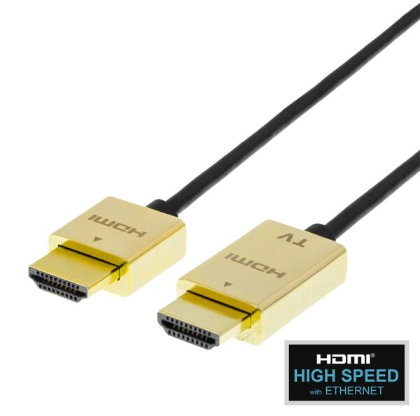Kabelis DELTACO Ultra-thin HDMI, 4K UHD, 3m, juodas/auksinis / HDMI-1043-K / 00100012