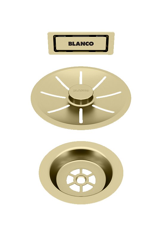 Priedai BLANCO InFino Set: outlet/overflow Satin gold, single bowl