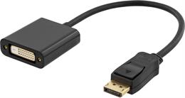 DELTACO Adapteris  DisplayPort į DVI-I Dual Link 20-pin male - 24 + 5-pin male, Juodas , 0.2m / DP-DVI14
