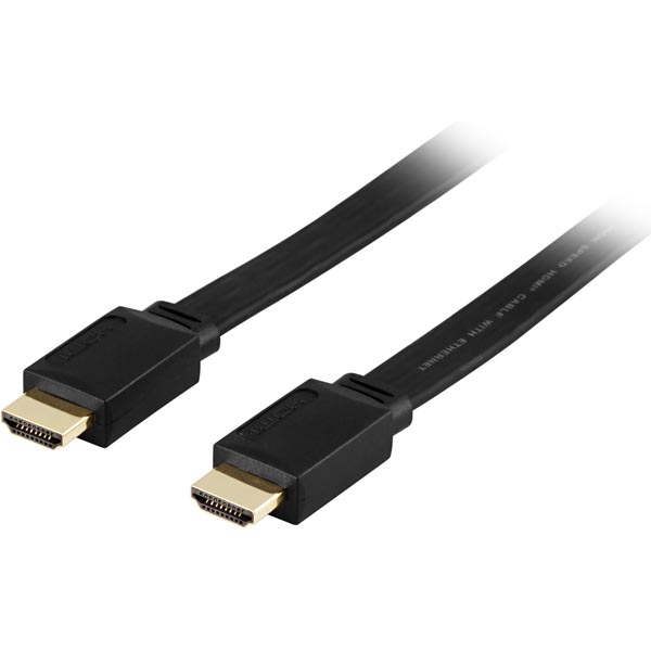 DELTACO plokščias HDMI kabelis, 1080p in 60Hz, 10m, HDMI Type A ha-ha, juodas / HDMI-1070F
