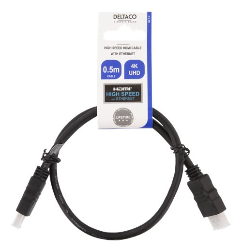 DELTACO HDMI kabelis FSC, didelės spartos 4K,  CCS, 3,0m, juodas / HDMI-930