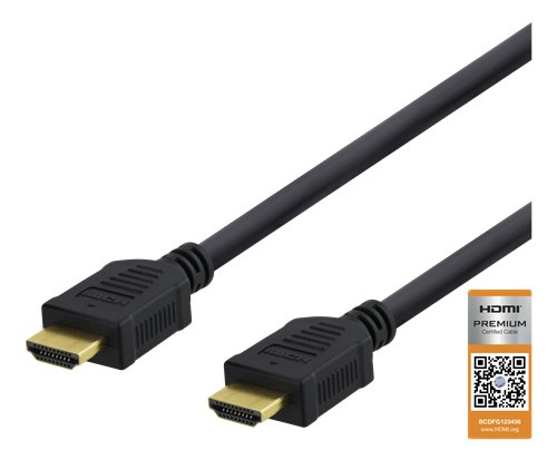 DELTACO didelės spartos aukščiausios kokybės HDMI kabelis, 2 m, Ethernet, 4K UHD, Be ferito juodas HDMI-1020D