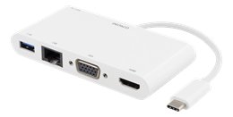 „DELTACO“ USB-C prijungimo stotis, 100W USB-C PD, HDMI, 1.5A USB-A, Gigabi
