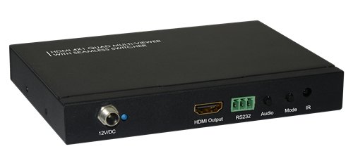 HDMI Kompiuteriu valdomas jungiklis, 4 jungčių, nuotolinio valdymo pultas, 1080p, juodas