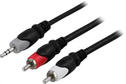 Audio kabelis DELTACO 3,5 mm ha - 2xRCA ha,  0.5m / MM-138