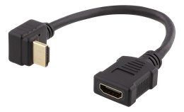 Lankstus HDMI adapteris, 0,2 m,  HDMI M / F, UHD DELTACO juodas / HDMI-21E