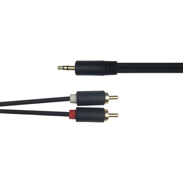 Audio kabelis DELTACO 3.5mm male - 2xRCA male 3m, juodas / MM-141-K / R00180005