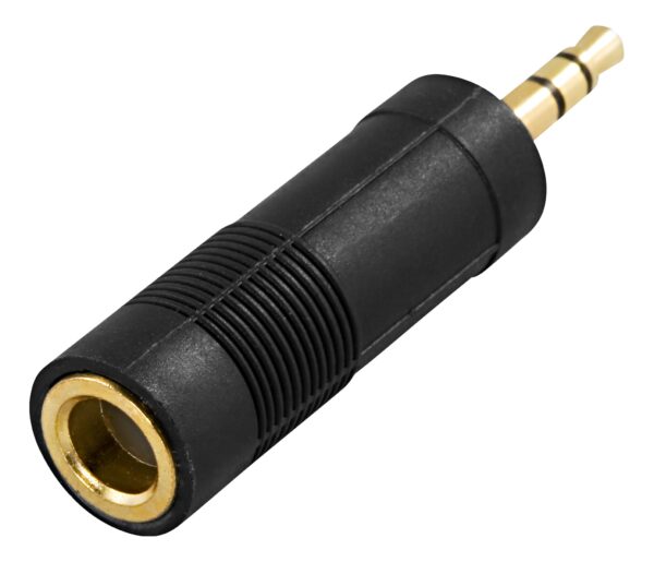 Ausinių adapteris DELTACO 6.3mm female - 3.5mm male, juodas / AD-2-K / R00180002