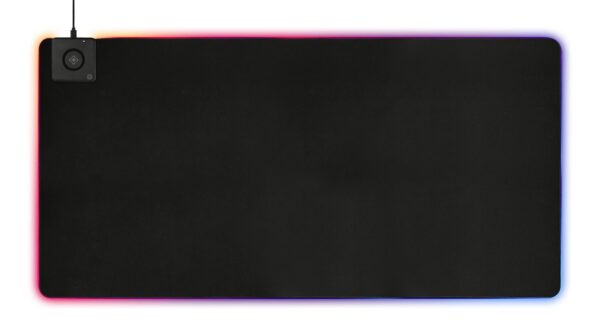 RGB pelės kilimėlis DELTACO GAMING DMP330 XXL, su bevieliu krovimu, neopreninis, 10W gretasis krovimas, 1190x590, juodas / GAM-124