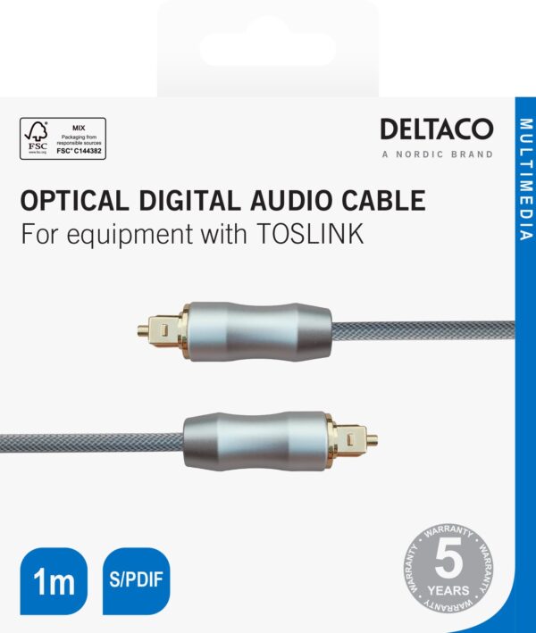 High End Toslink kabelis DELTACO optinis skaitmeninio garso kabelis, 1 m, juodas / TOTO-11-K / 00190001