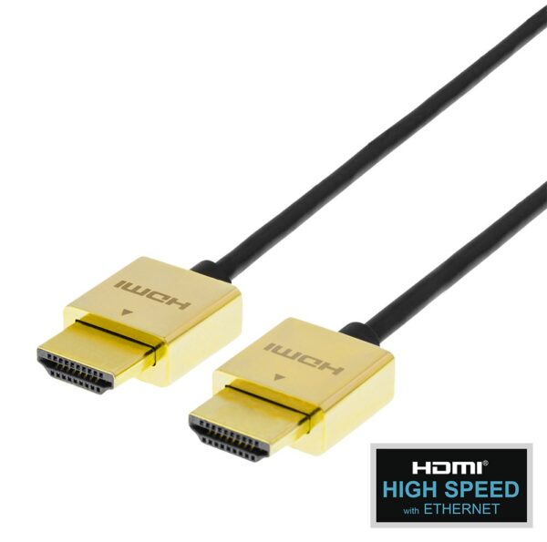 Kabelis DELTACO Ultra-thin HDMI, 4K UHD, 2m, juodas/auksinis/ HDMI-1042-K / 00100011