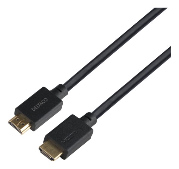 Ultra High Speed HDMI kabelis DELTACO 2m, eARC, QMS, 8K 60Hz, 4K 120Hz, LSZH, juodas / HU-20-LSZH