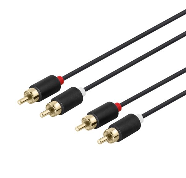 Audio kabelis DELTACO 2xRCA, paauksuotos jungtys, 1m, juodas / MM-109-K / 00170001