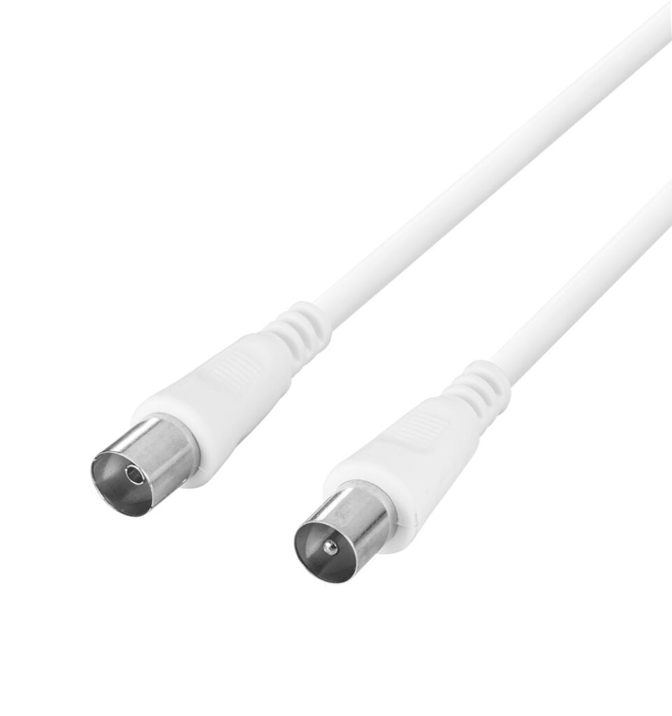 Antenos kabelis DELTACO 75 omų, ferito šerdys, paauksuotos jungtys, 5 m, baltas / AN-105-K / 00150004