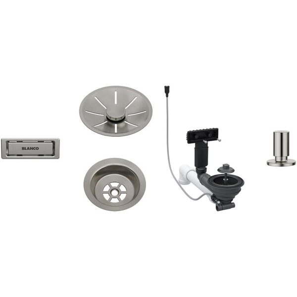 Priedai BLANCO Waste fitting set 1x3,5'' InFino Pop Up Control Satin Platinum