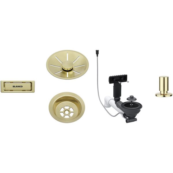 Priedai BLANCO Waste fitting set 1x3,5'' InFino Black Pop Up Control Satin Gold