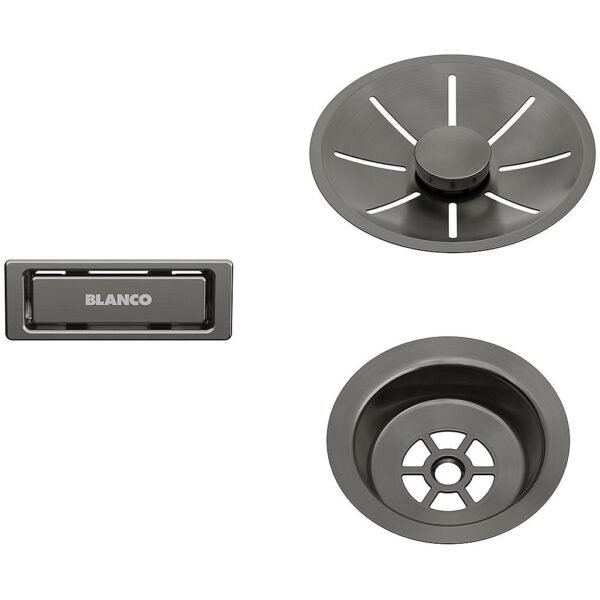 Priedai BLANCO InFino Set: outlet/overflow Satin Dark Steel, single bowl