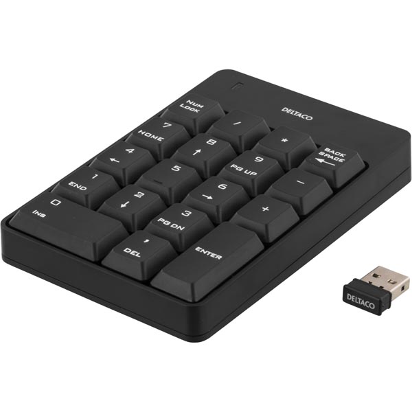 Klaviatūra DELTACO USB bevielė, skaičių, juoda / TB-144