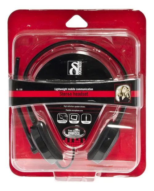 Ausinės su mikrofonu DELTACO, 20Hz-20kHz, 32Ω, 3.5mm 4-pin, 1.8m